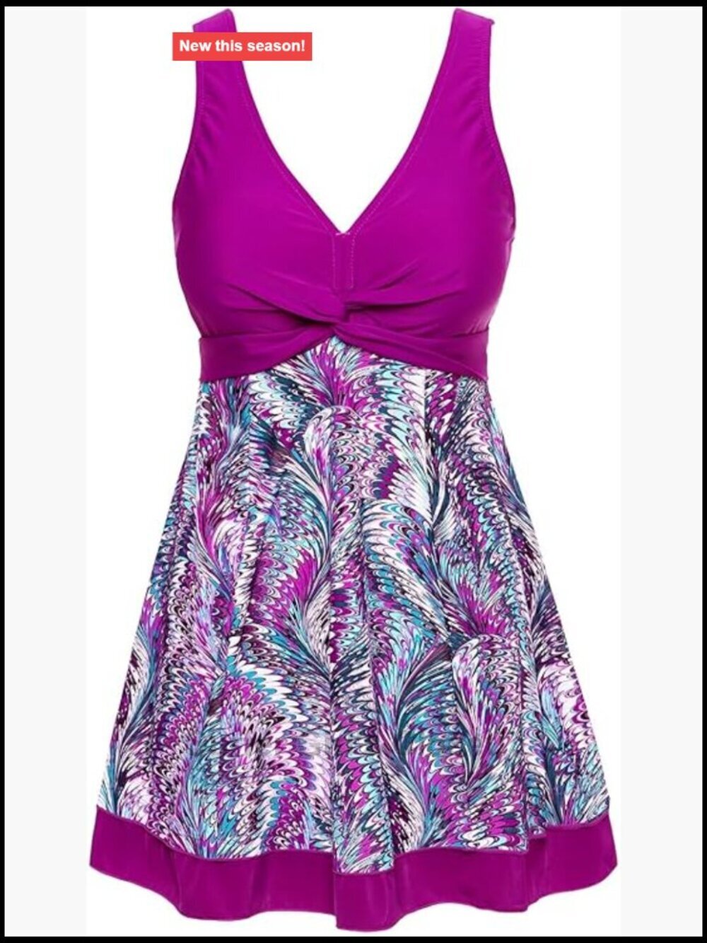 Plus Size High Waist Swimdress with Tummy Control